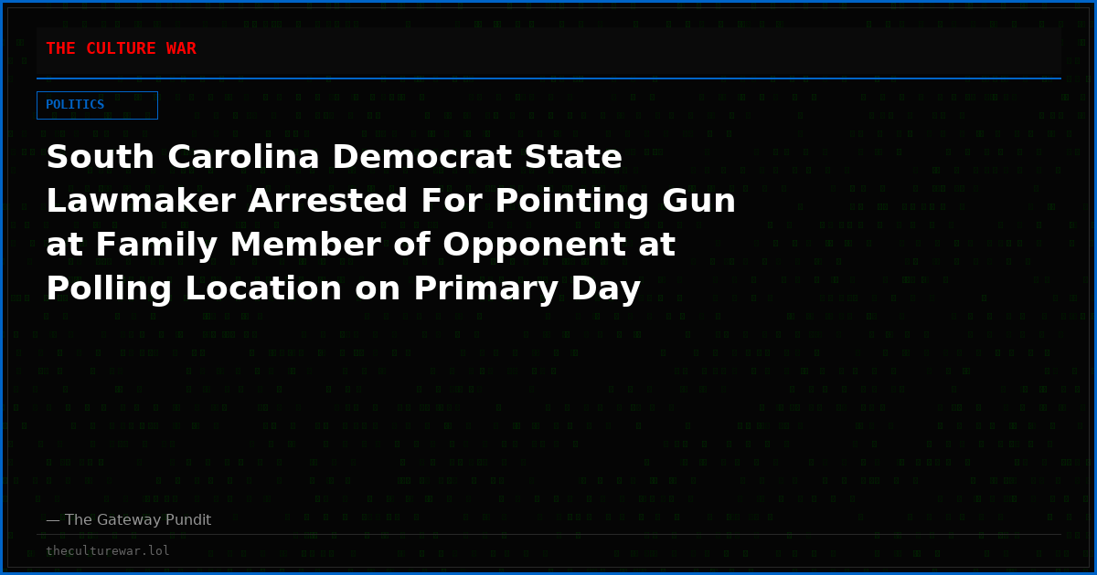 South Carolina Democrat State Lawmaker Arrested For Pointing Gun at Family Member of Opponent at Polling Location on Primary Day