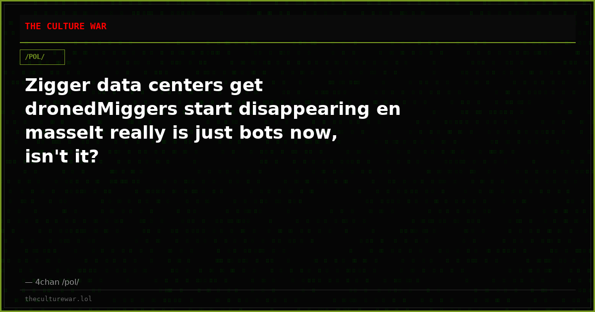 Zigger data centers get dronedMiggers start disappearing en masseIt really is just bots now, isn't it?