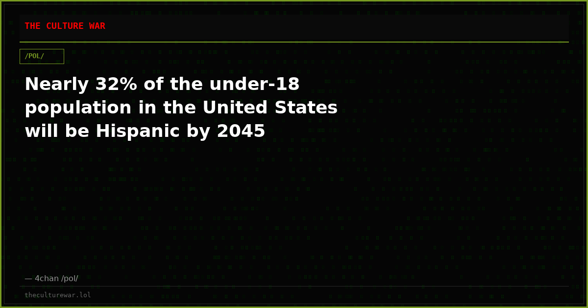 Nearly 32% of the under-18 population in the United States will be Hispanic by 2045