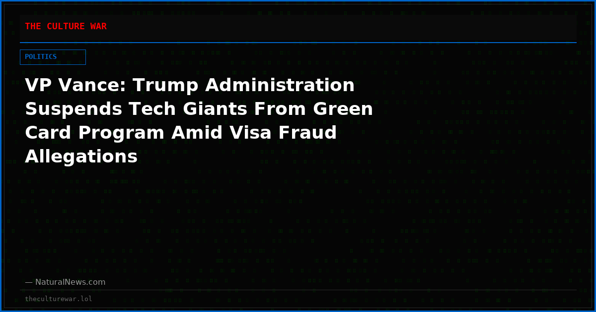 VP Vance: Trump Administration Suspends Tech Giants From Green Card Program Amid Visa Fraud Allegations