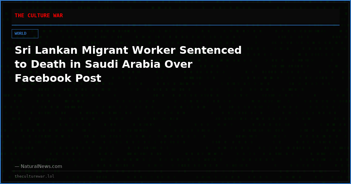 Sri Lankan Migrant Worker Sentenced to Death in Saudi Arabia Over Facebook Post