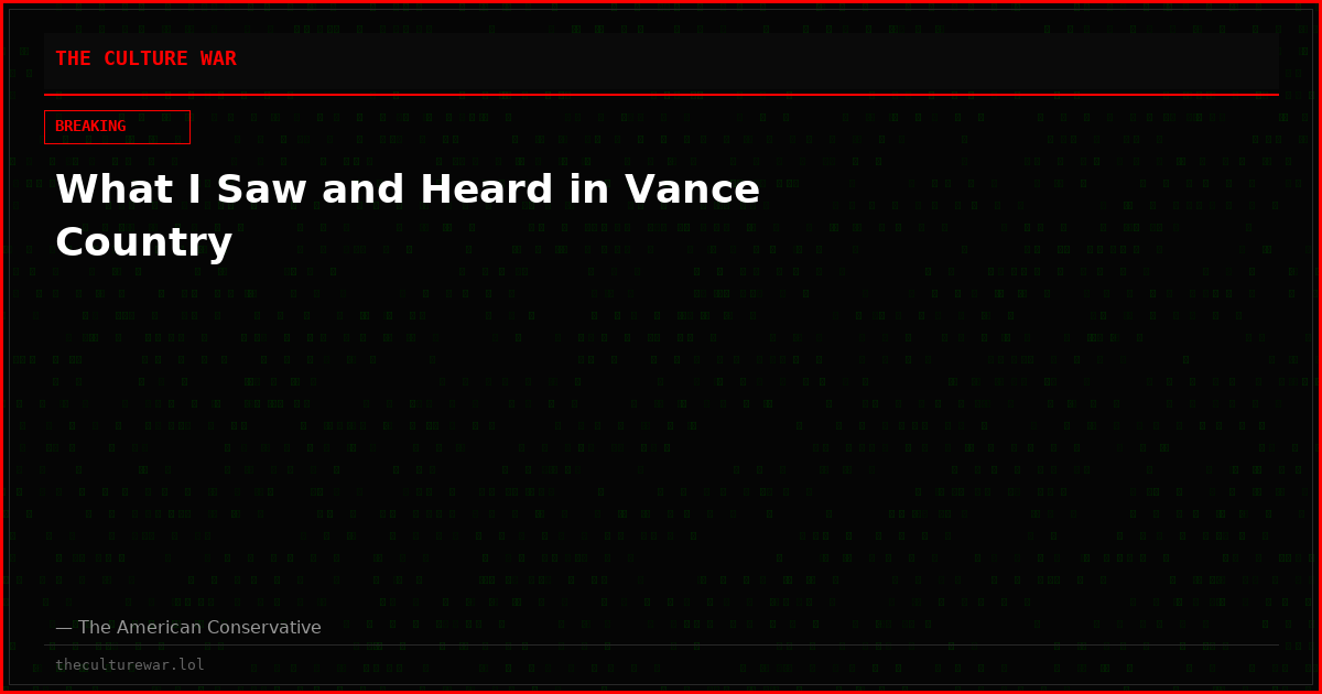 What I Saw and Heard in Vance Country