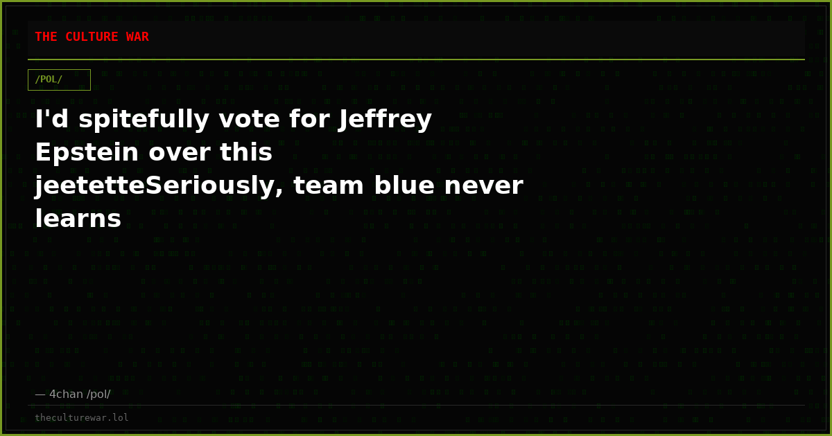 I'd spitefully vote for Jeffrey Epstein over this jeetetteSeriously, team blue never learns