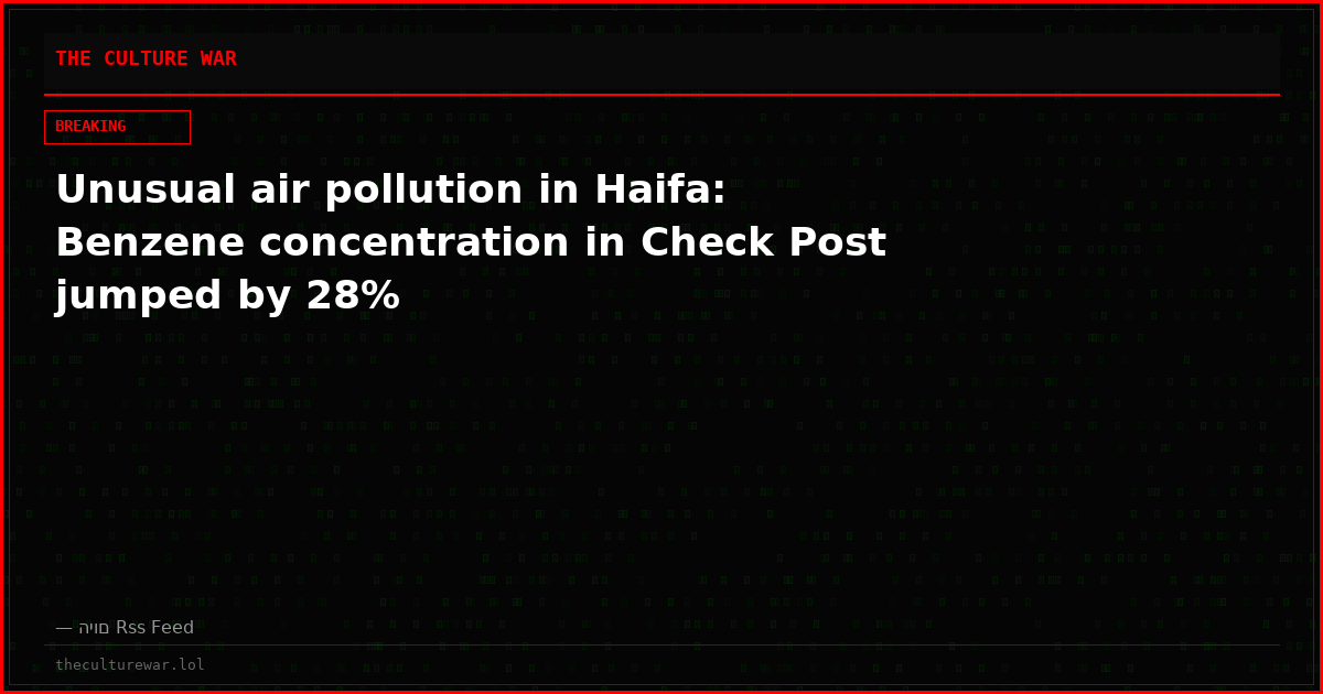 Unusual air pollution in Haifa: Benzene concentration in Check Post jumped by 28%