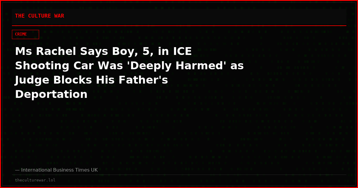 Ms Rachel Says Boy, 5, in ICE Shooting Car Was 'Deeply Harmed' as Judge Blocks His Father's Deportation