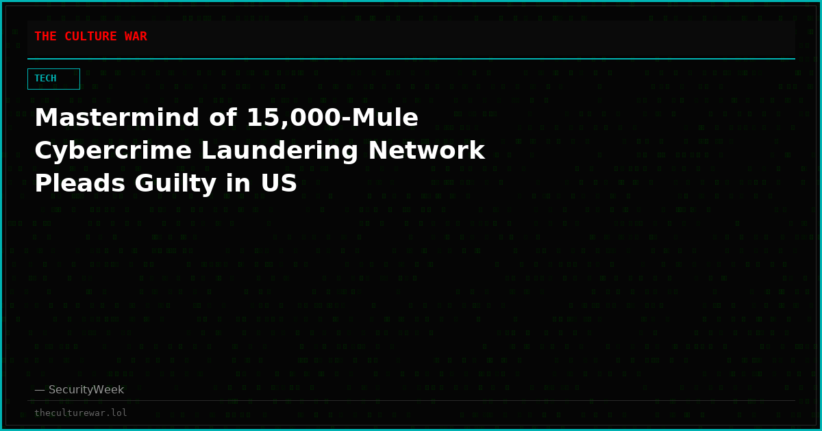 Mastermind of 15,000-Mule Cybercrime Laundering Network Pleads Guilty in US