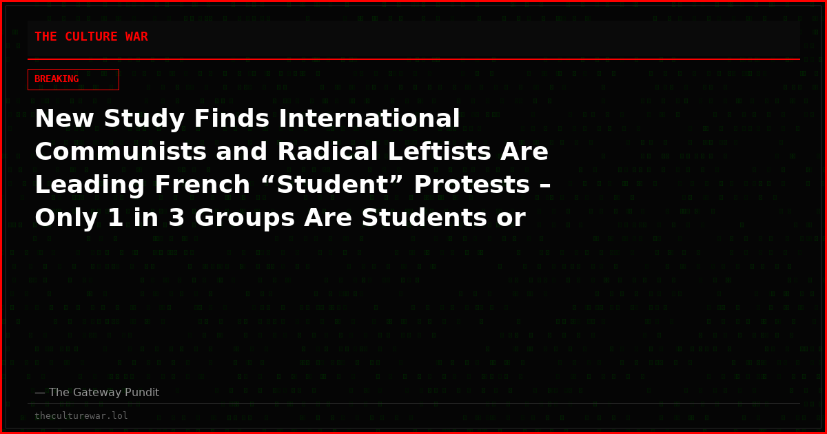 New Study Finds International Communists and Radical Leftists Are Leading French “Student” Protests – Only 1 in 3 Groups Are Students or Youth Groups