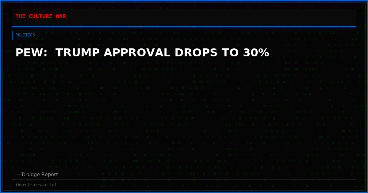 PEW:  TRUMP APPROVAL DROPS TO 30%