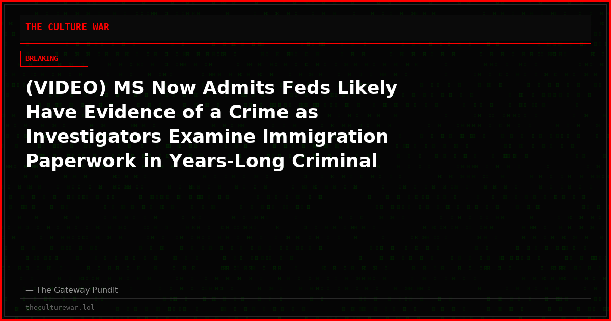 (VIDEO) MS Now Admits Feds Likely Have Evidence of a Crime as Investigators Examine Immigration Paperwork in Years-Long Criminal Fraud Investigation