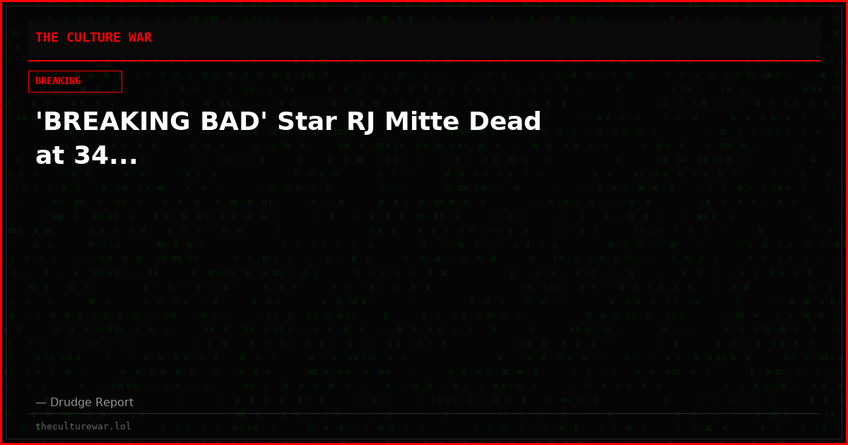 'BREAKING BAD' Star RJ Mitte Dead at 34...