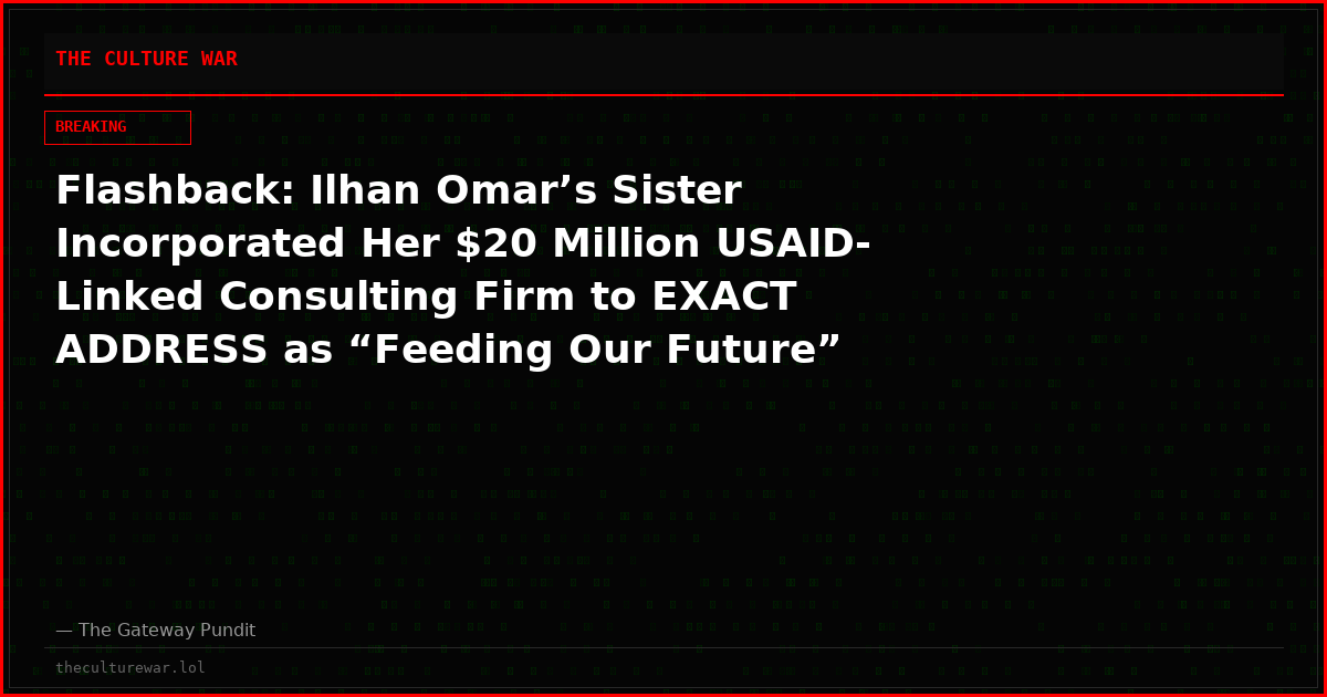 Flashback: Ilhan Omar’s Sister Incorporated Her $20 Million USAID-Linked Consulting Firm to EXACT ADDRESS as “Feeding Our Future” Somali Scammer’s Address