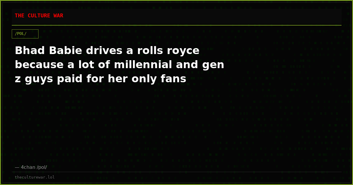 Bhad Babie drives a rolls royce because a lot of millennial and gen z guys paid for her only fans