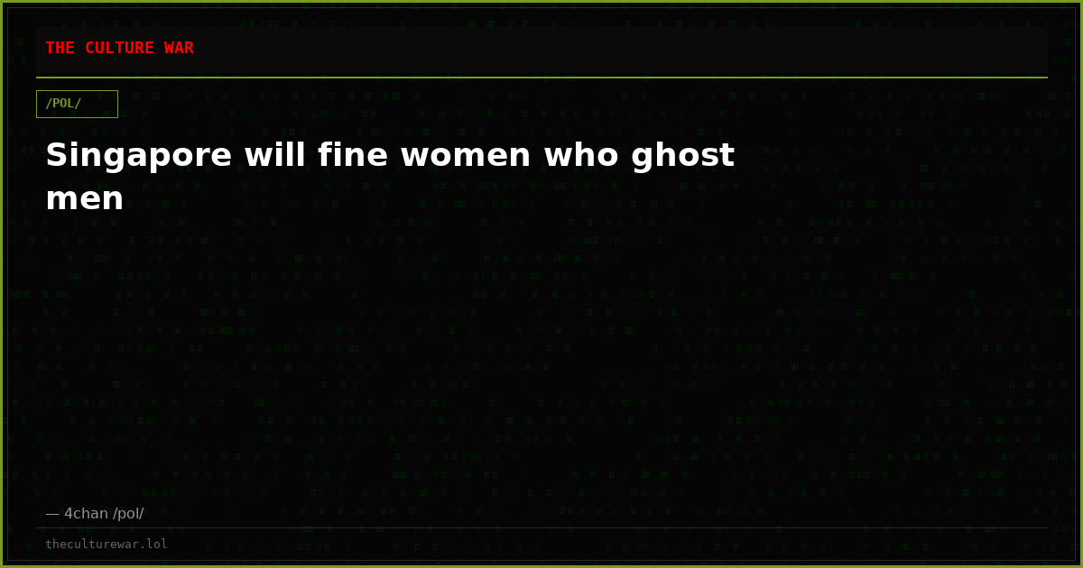 Singapore will fine women who ghost men