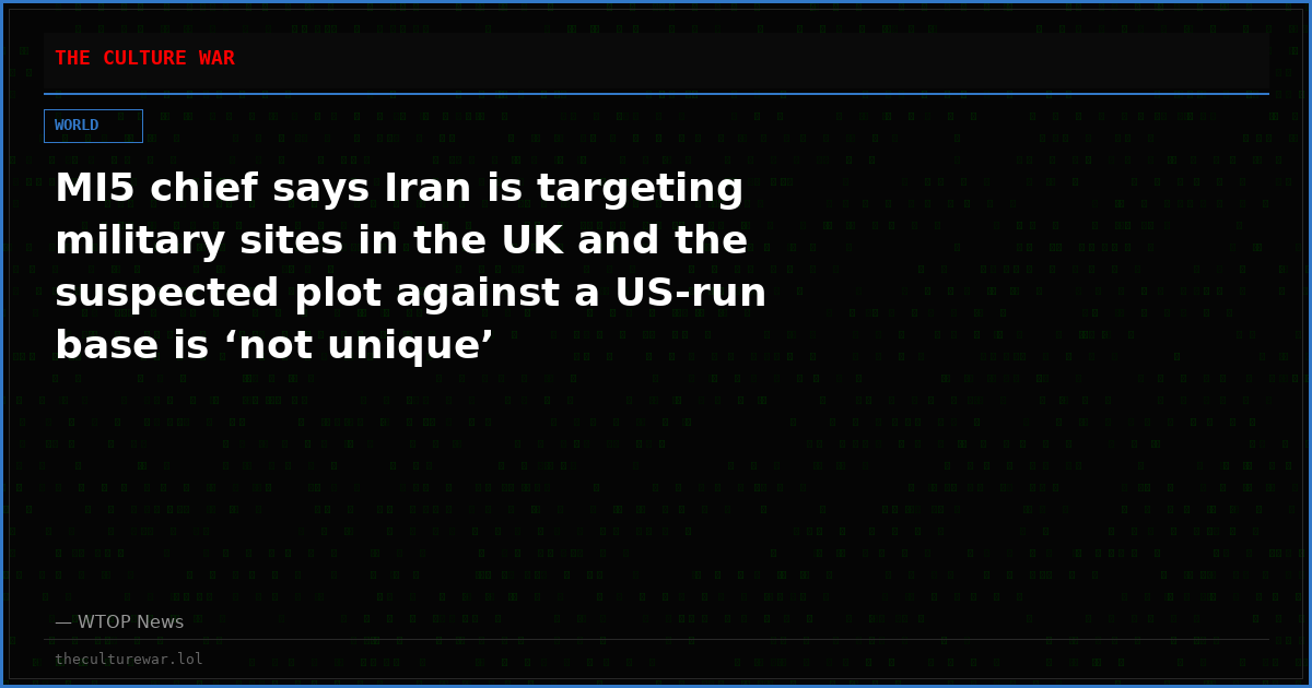 MI5 chief says Iran is targeting military sites in the UK and the suspected plot against a US-run base is ‘not unique’