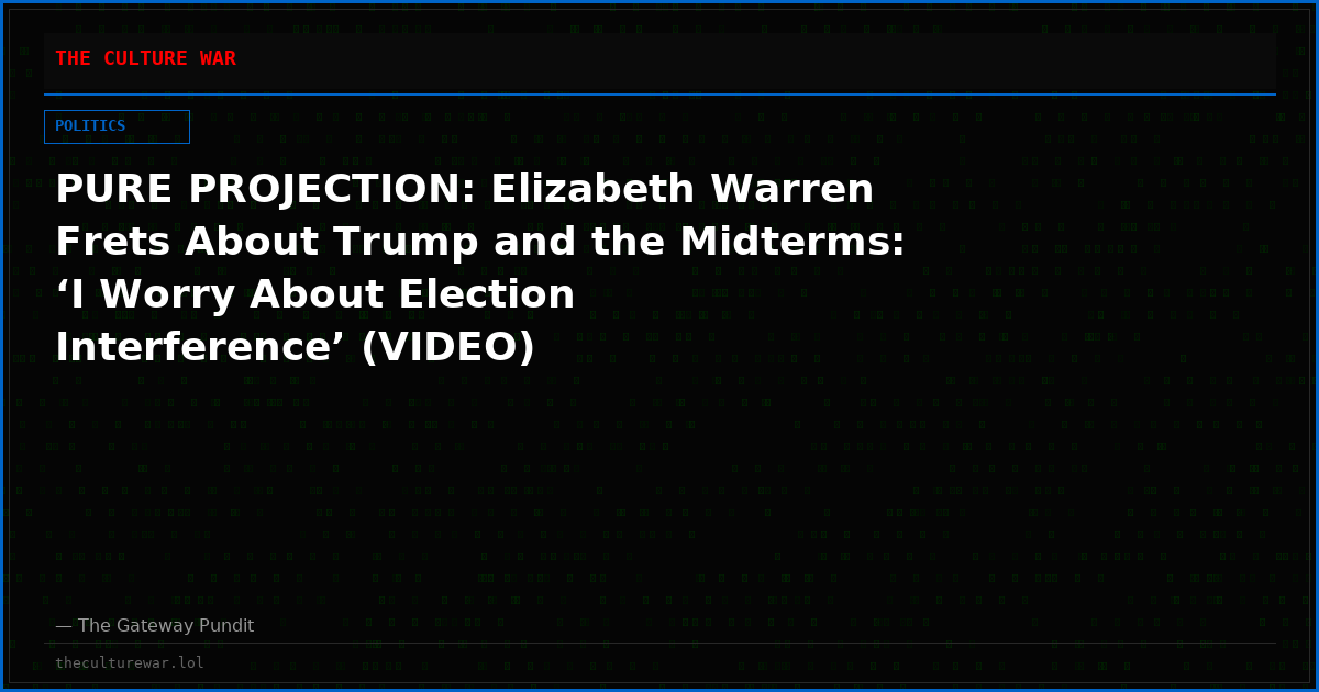 PURE PROJECTION: Elizabeth Warren Frets About Trump and the Midterms: ‘I Worry About Election Interference’ (VIDEO)