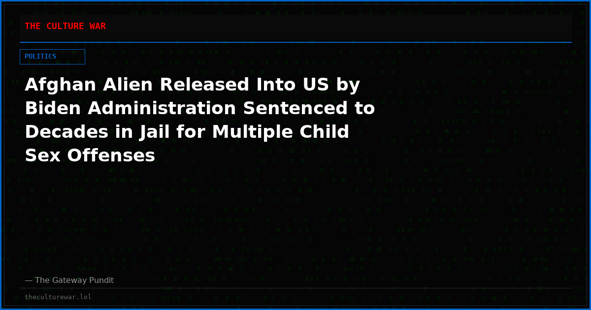 Afghan Alien Released Into US by Biden Administration Sentenced to Decades in Jail for Multiple Child Sex Offenses