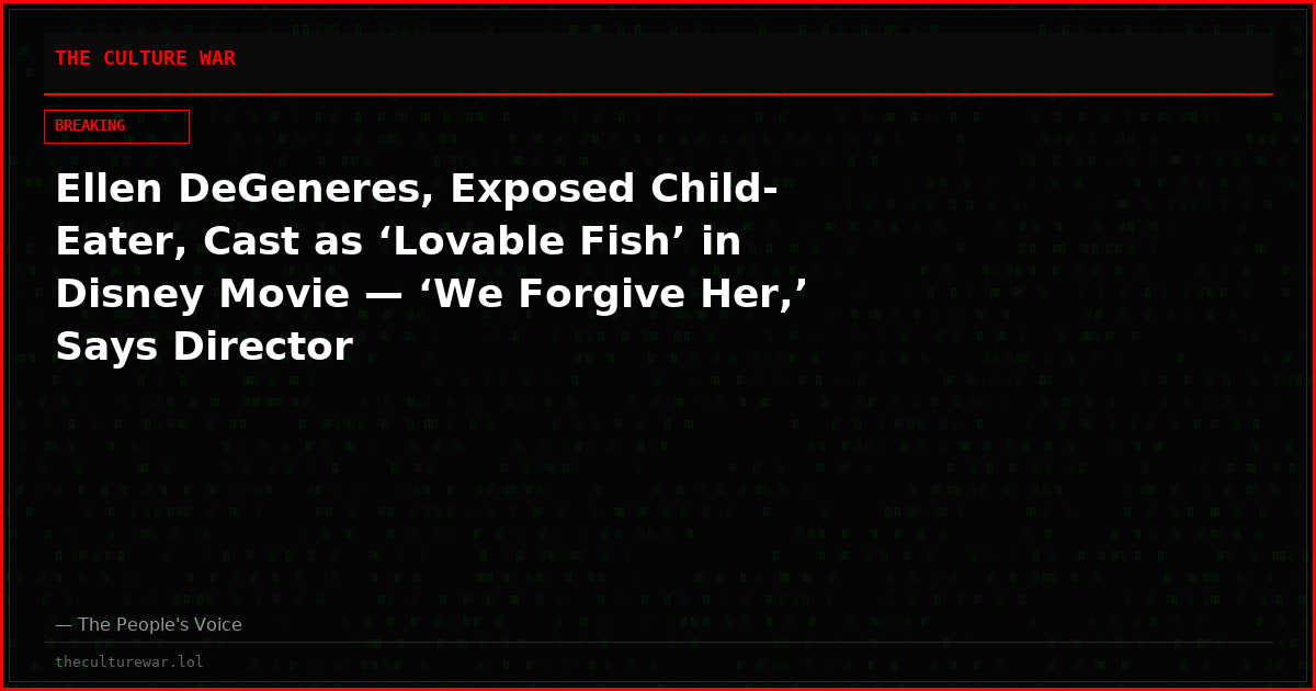 Ellen DeGeneres, Exposed Child-Eater, Cast as ‘Lovable Fish’ in Disney Movie — ‘We Forgive Her,’ Says Director