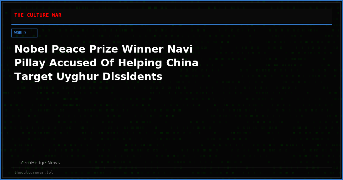 Nobel Peace Prize Winner Navi Pillay Accused Of Helping China Target Uyghur Dissidents