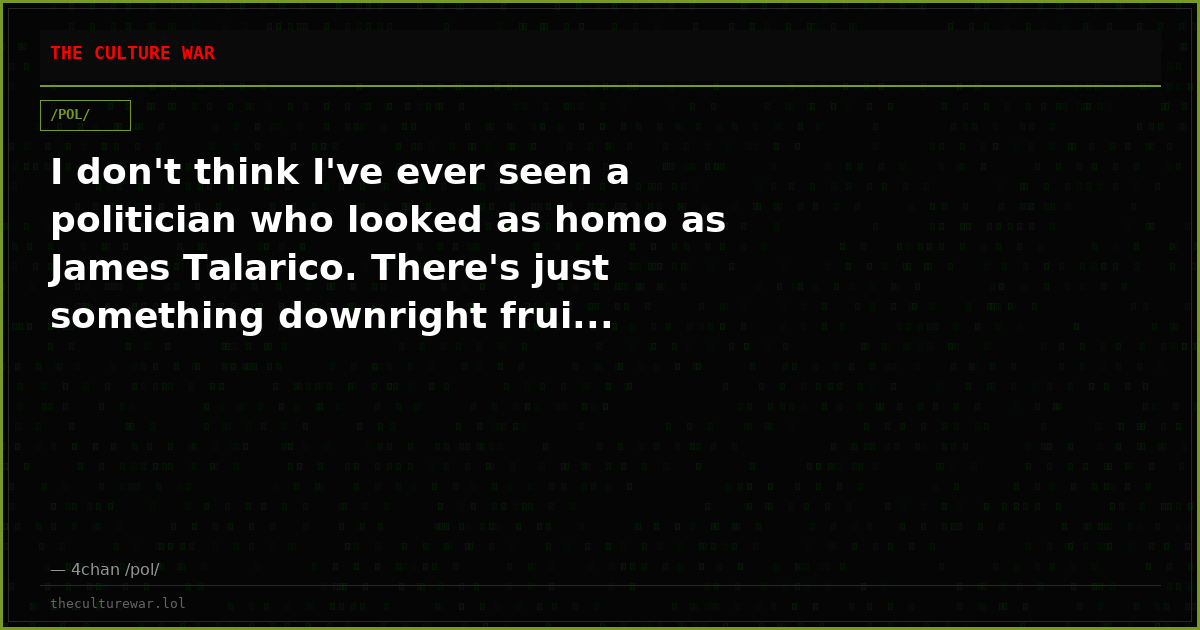 I don't think I've ever seen a politician who looked as homo as James Talarico. There's just something downright frui...