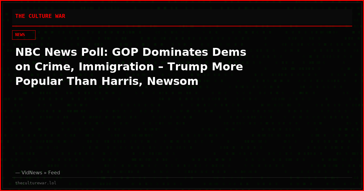 NBC News Poll: GOP Dominates Dems on Crime, Immigration – Trump More Popular Than Harris, Newsom