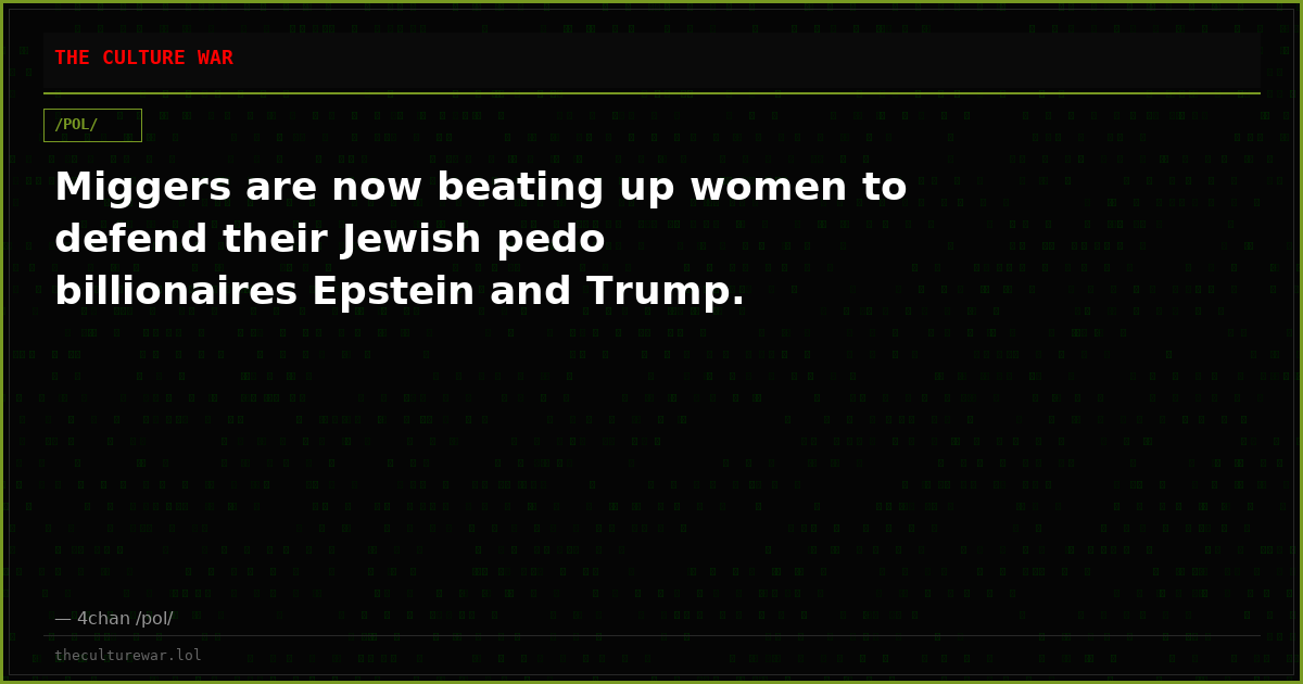 Miggers are now beating up women to defend their Jewish pedo billionaires Epstein and Trump.