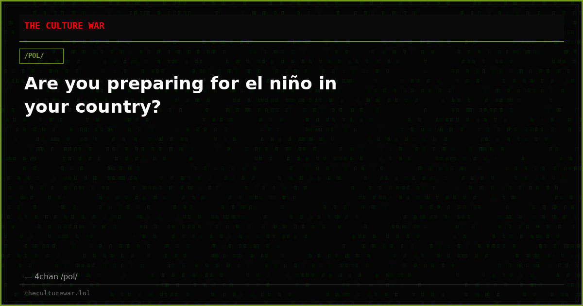 Are you preparing for el niño in your country?