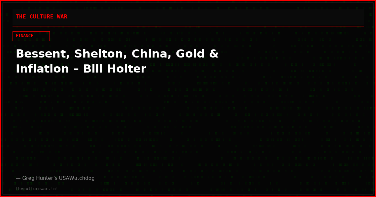 Bessent, Shelton, China, Gold & Inflation – Bill Holter