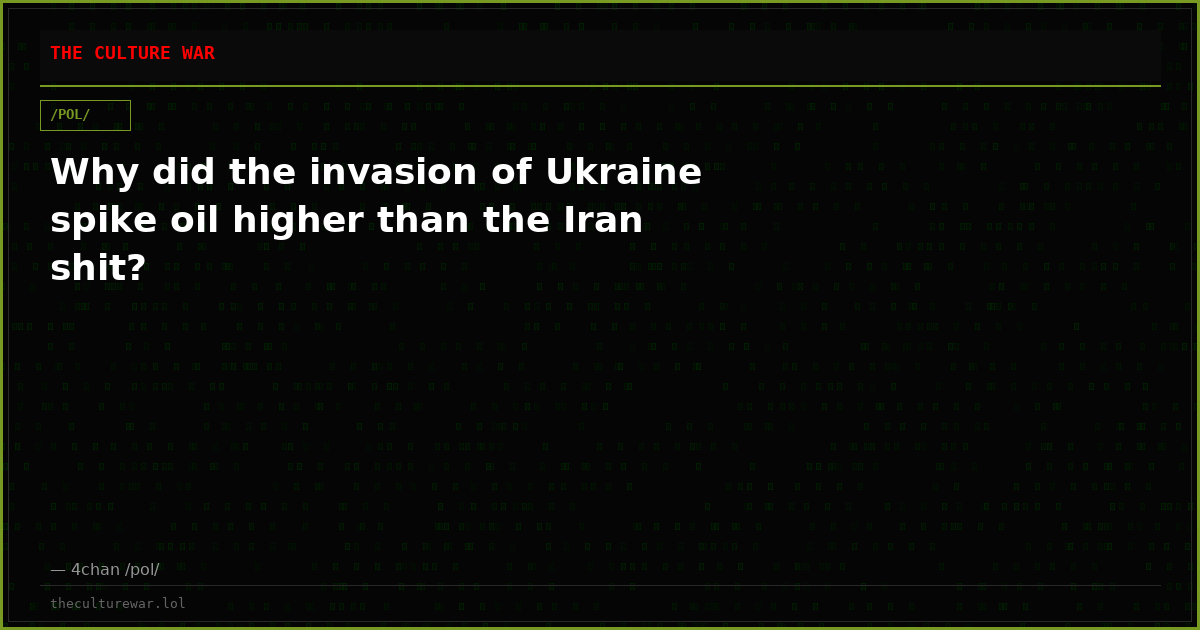 Why did the invasion of Ukraine spike oil higher than the Iran shit?