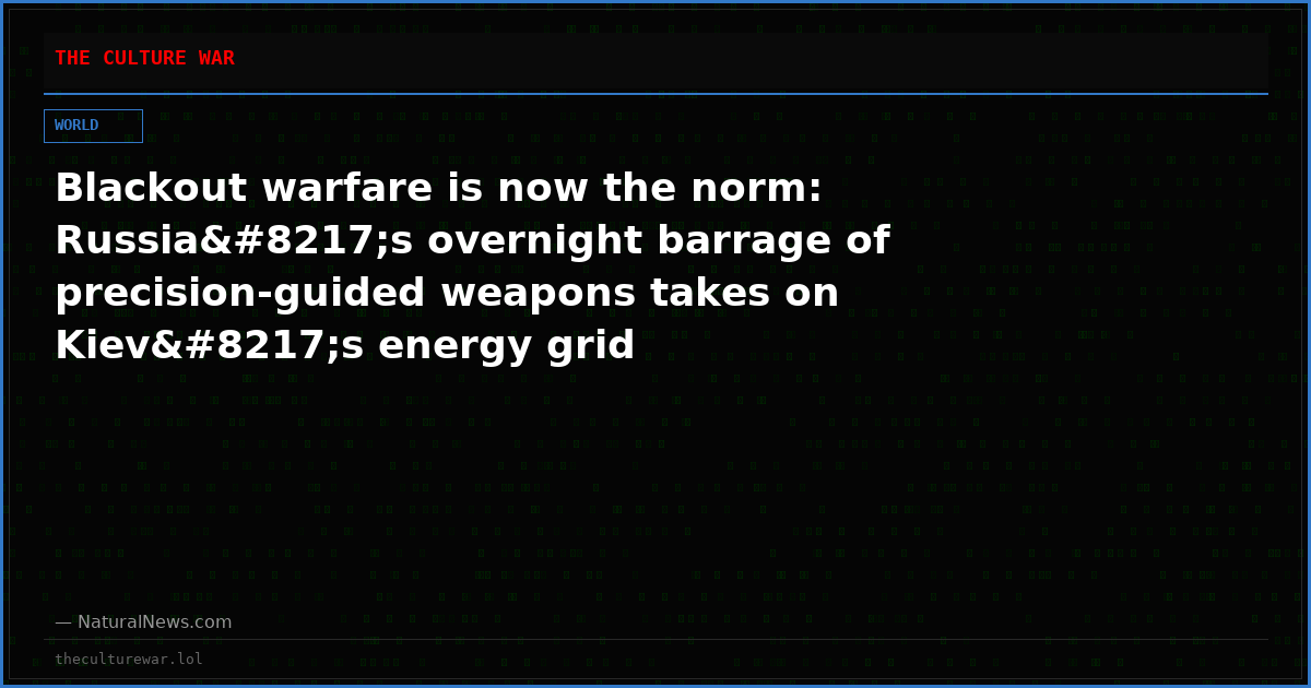 Blackout warfare is now the norm: Russia’s overnight barrage of precision-guided weapons takes on Kiev’s energy grid