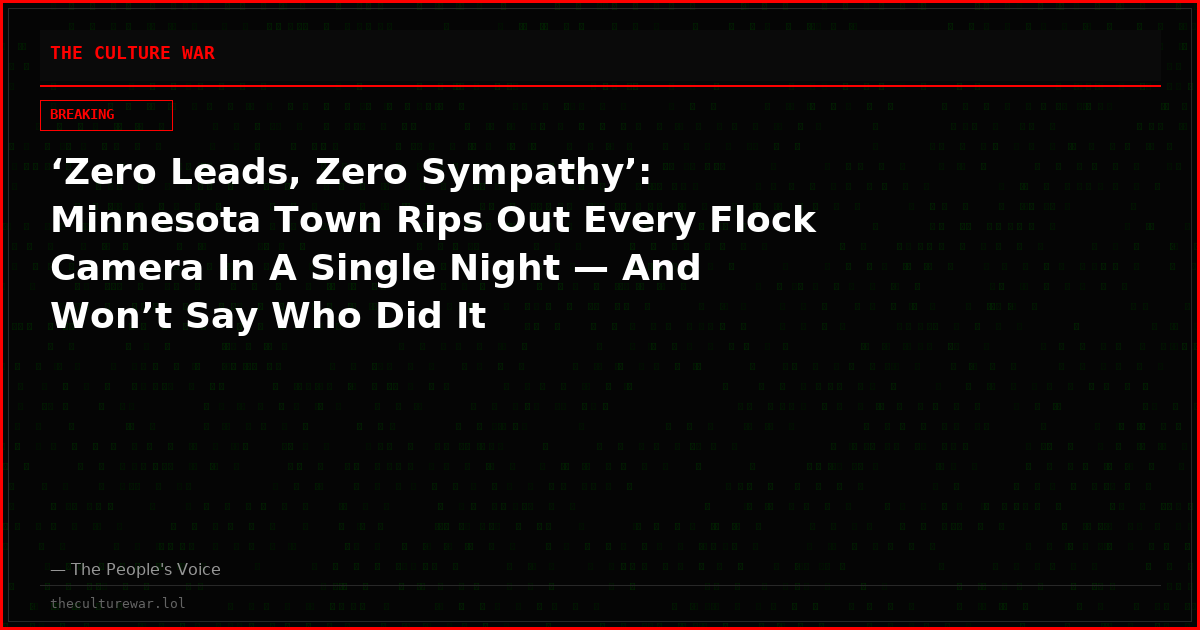 ‘Zero Leads, Zero Sympathy’: Minnesota Town Rips Out Every Flock Camera In A Single Night — And Won’t Say Who Did It