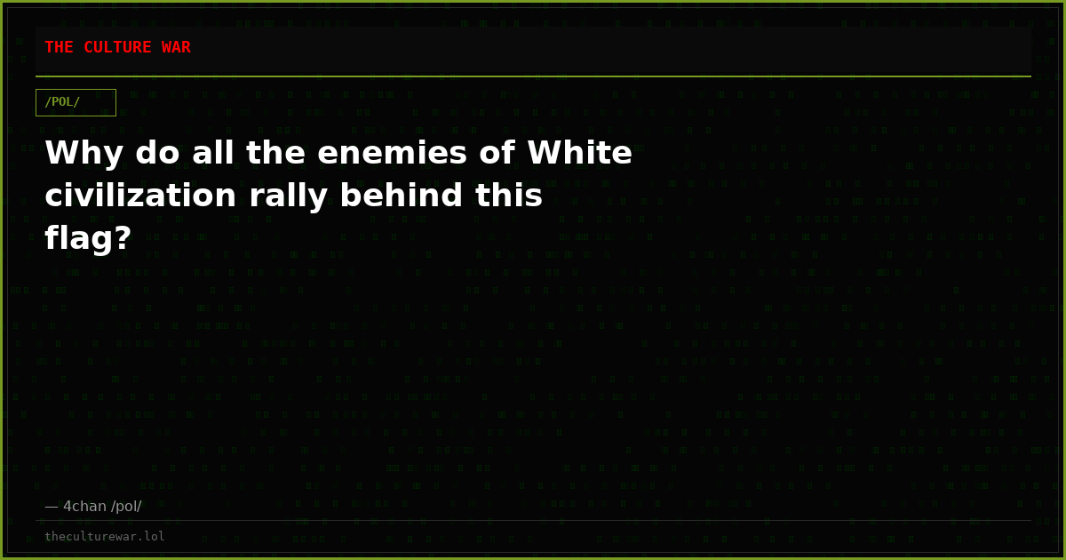 Why do all the enemies of White civilization rally behind this flag?
