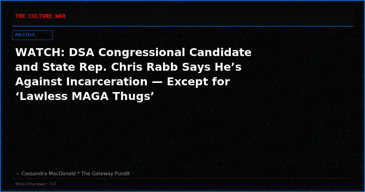WATCH: DSA Congressional Candidate and State Rep. Chris Rabb Says He’s Against Incarceration — Except for ‘Lawless MAGA Thugs’