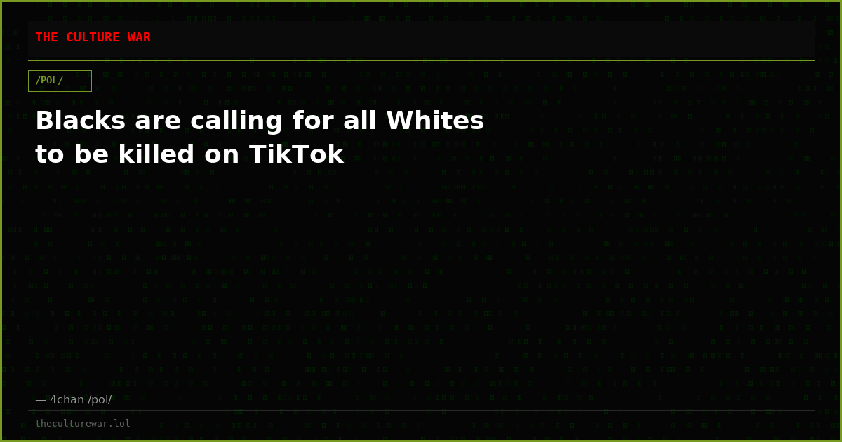 Blacks are calling for all Whites to be killed on TikTok