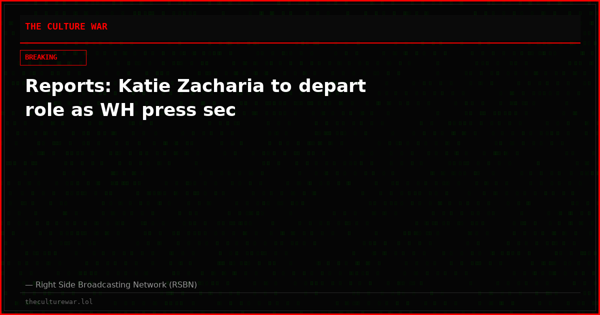 Reports: Katie Zacharia to depart role as WH press sec