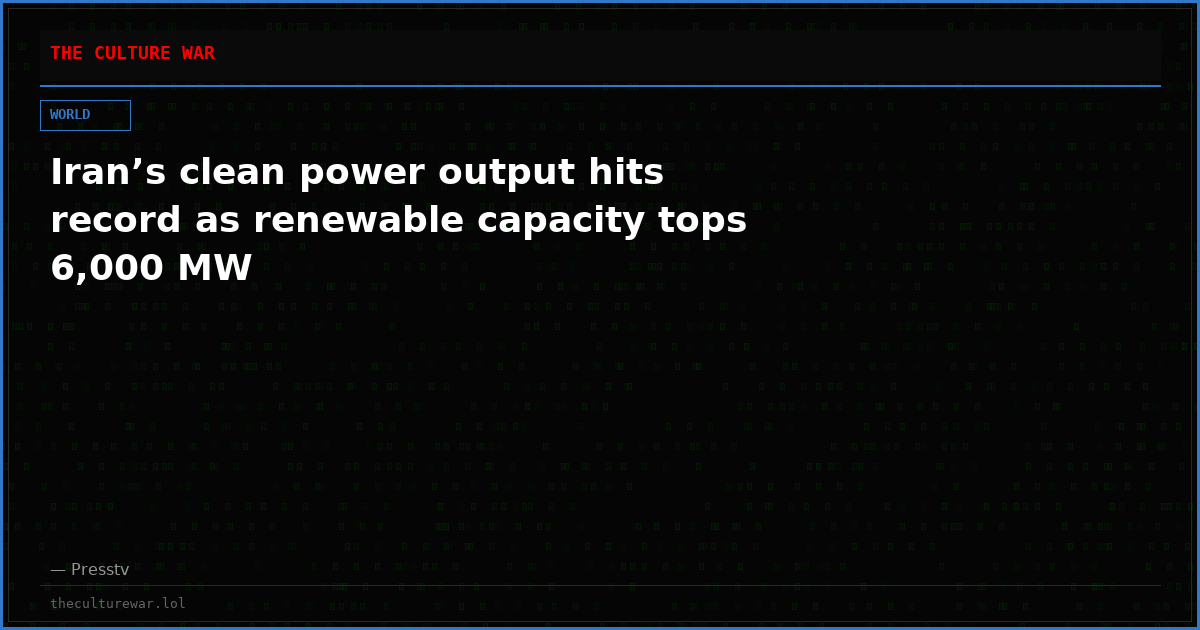Iran’s clean power output hits record as renewable capacity tops 6,000 MW