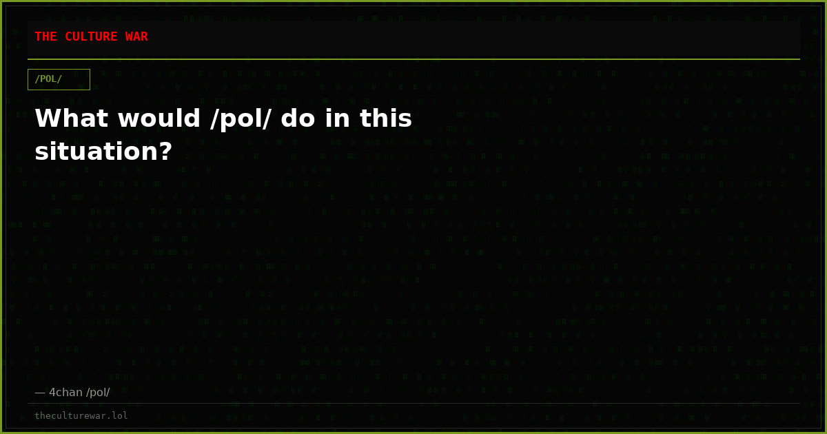 What would /pol/ do in this situation?