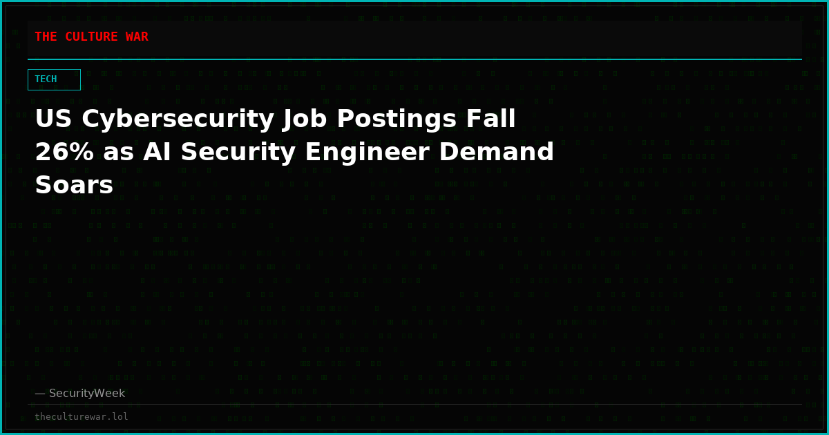 US Cybersecurity Job Postings Fall 26% as AI Security Engineer Demand Soars
