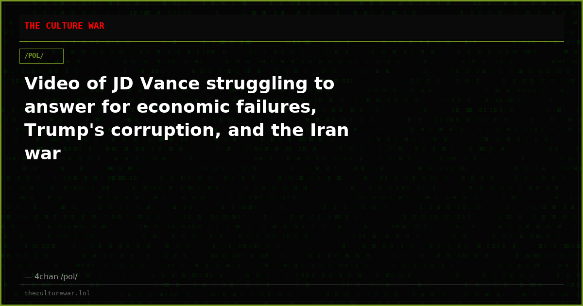 Video of JD Vance struggling to answer for economic failures, Trump's corruption, and the Iran war