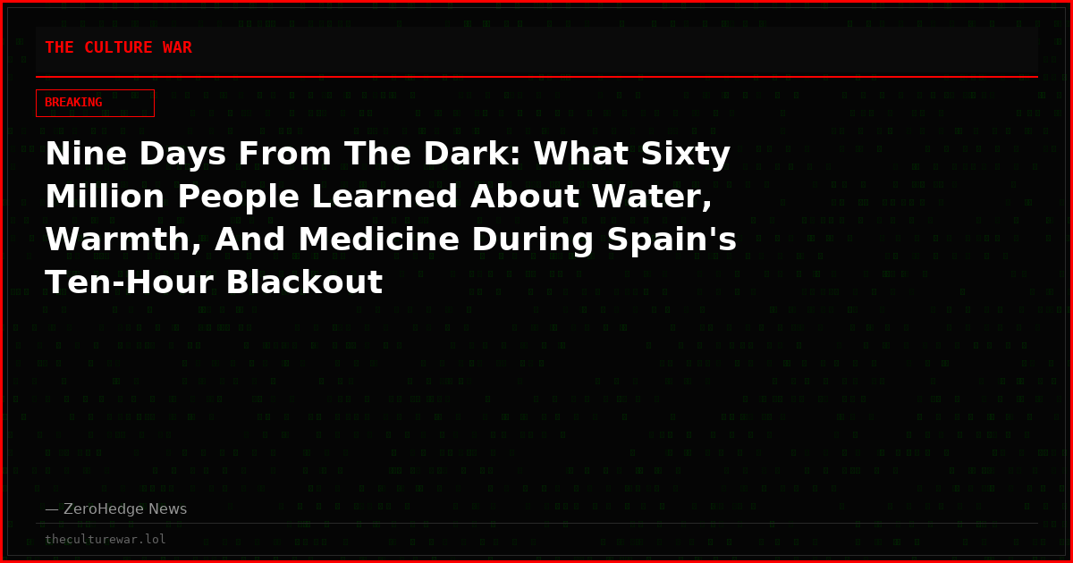 Nine Days From The Dark: What Sixty Million People Learned About Water, Warmth, And Medicine During Spain's Ten-Hour Blackout