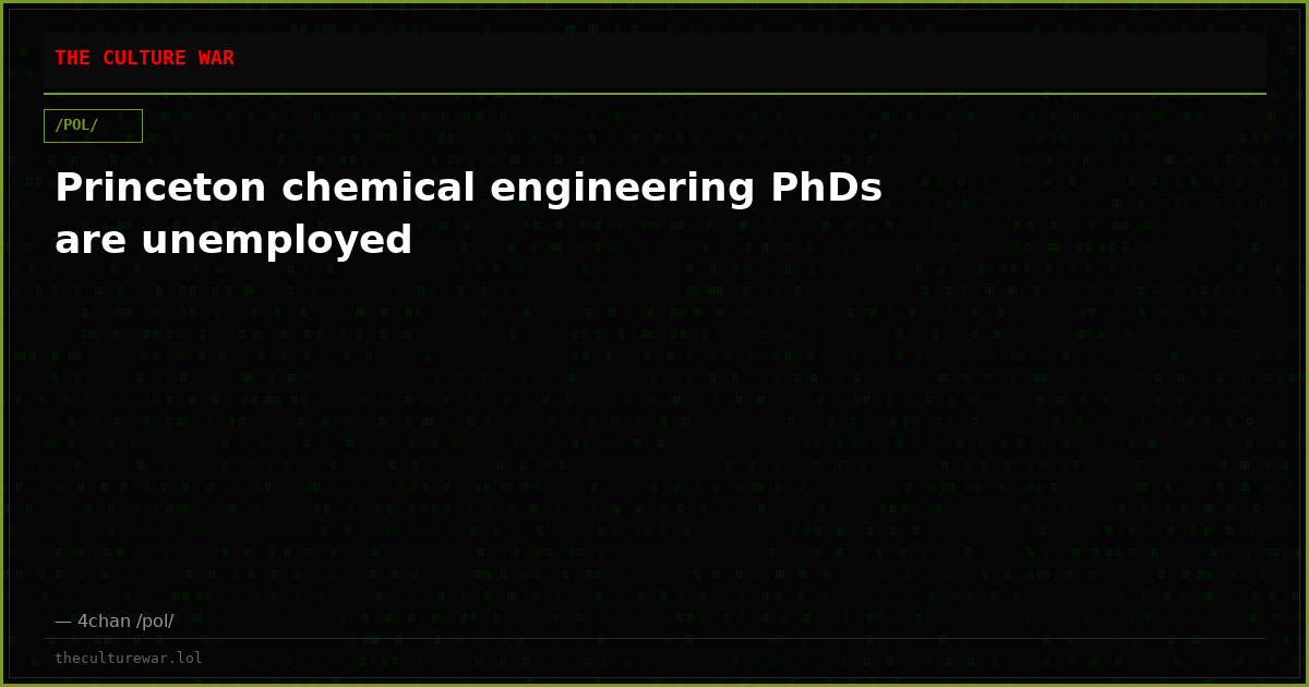 Princeton chemical engineering PhDs are unemployed