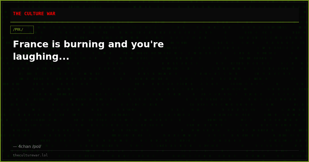 France is burning and you're laughing...
