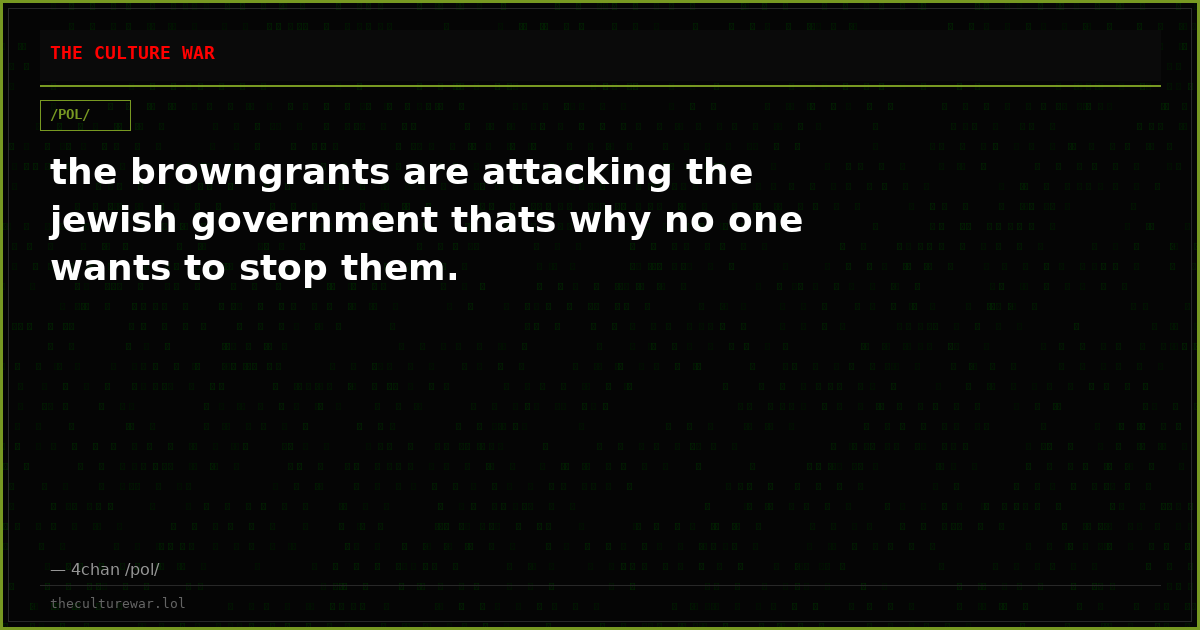 the browngrants are attacking the jewish government thats why no one wants to stop them.