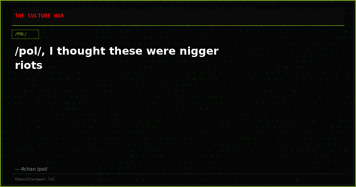 /pol/, I thought these were nigger riots