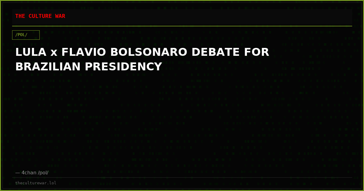 LULA x FLAVIO BOLSONARO DEBATE FOR BRAZILIAN PRESIDENCY