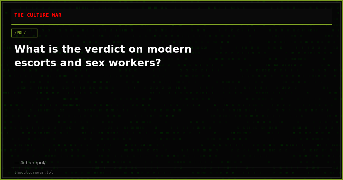 What is the verdict on modern escorts and sex workers?