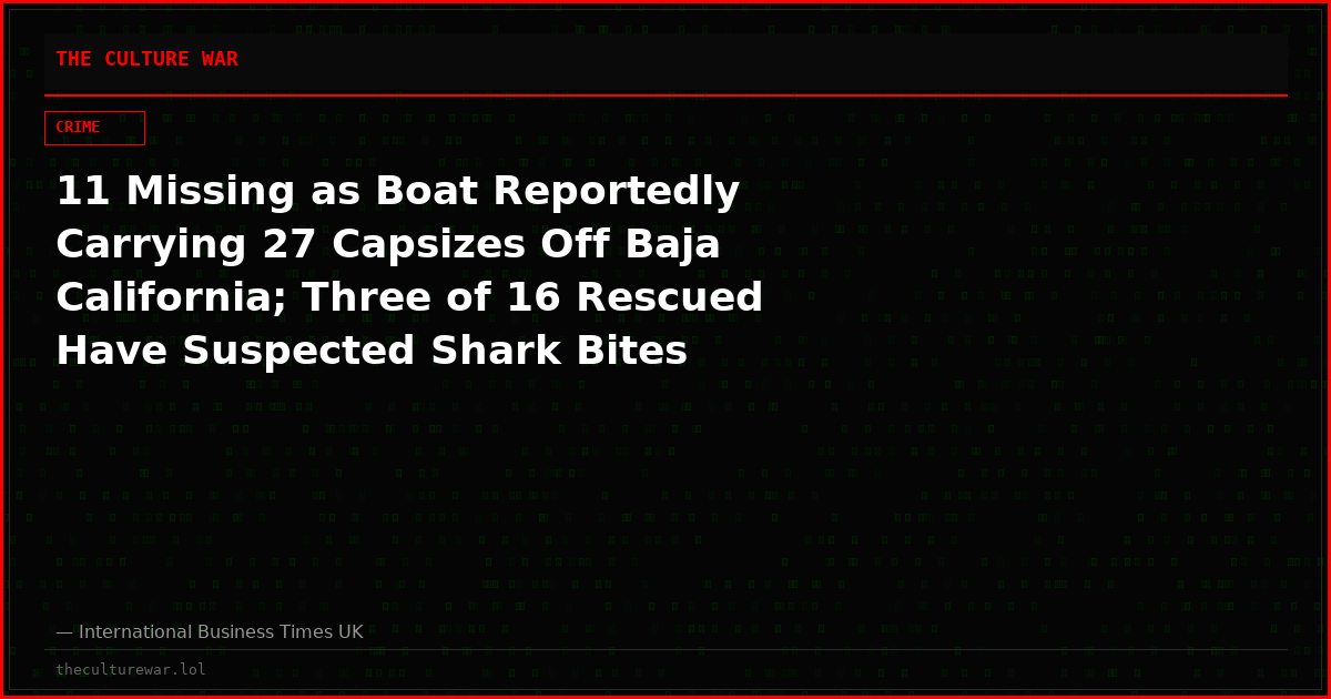 11 Missing as Boat Reportedly Carrying 27 Capsizes Off Baja California; Three of 16 Rescued Have Suspected Shark Bites