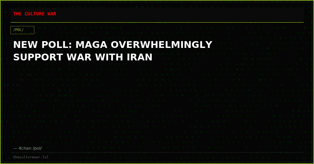 NEW POLL: MAGA OVERWHELMINGLY SUPPORT WAR WITH IRAN