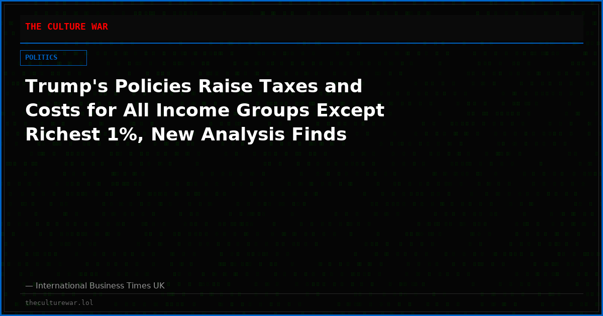 Trump's Policies Raise Taxes and Costs for All Income Groups Except Richest 1%, New Analysis Finds