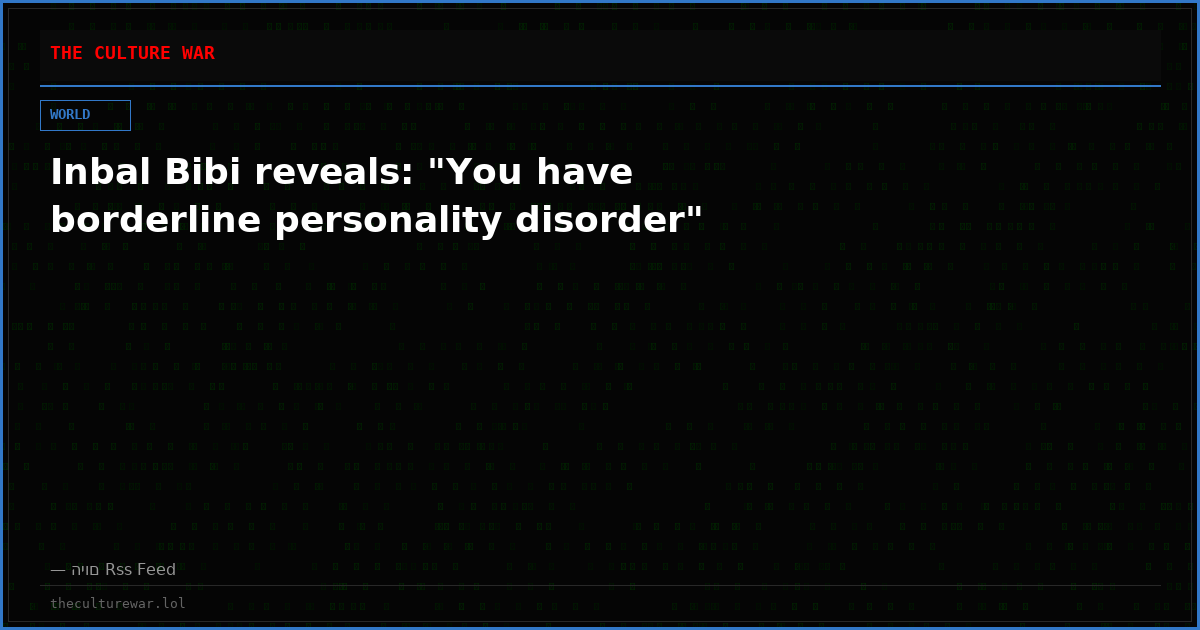 Inbal Bibi reveals: "You have borderline personality disorder"