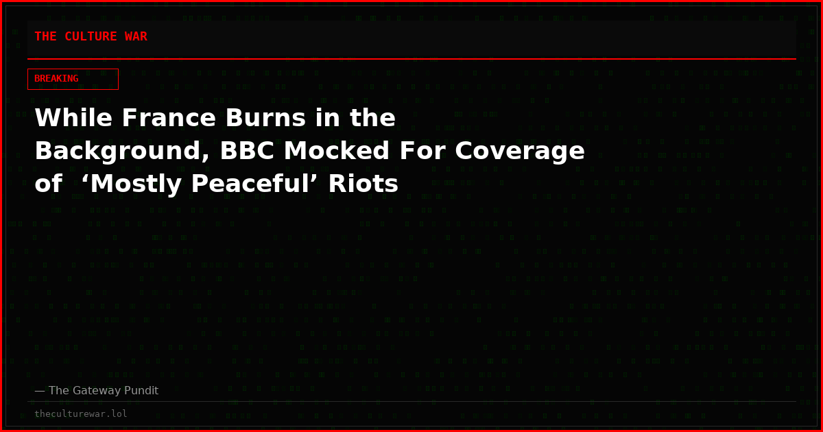 While France Burns in the Background, BBC Mocked For Coverage of  ‘Mostly Peaceful’ Riots